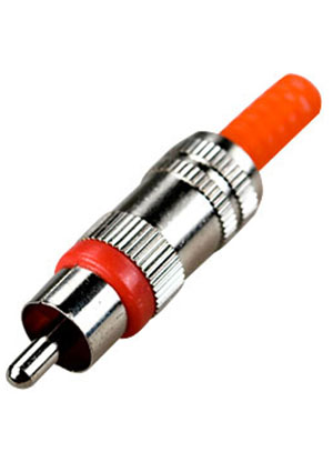 1-202, штекер RCA металл-пластик на кабель красный