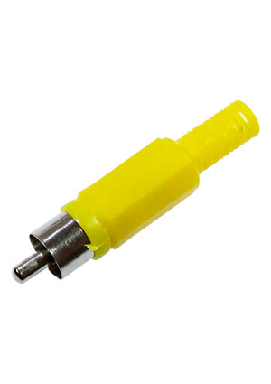 1-200 YE (RP-405) ЖЕЛТЫЙ, штекер RCA пластик на кабель, желтый
