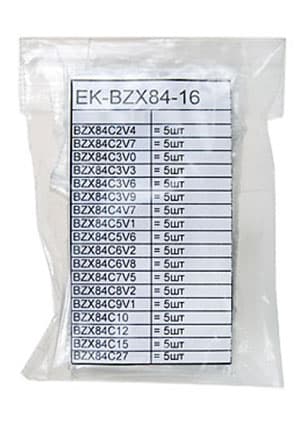EK-BZX84/16, Набор SMD-стабилитронов, SOT-23, 17 ном. по 5шт