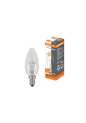 SQ0332-0011, Лампа накаливания "Свеча прозрачная" 60 Вт-230 В-E14