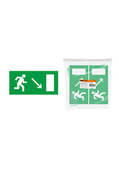 SQ0817-0053, Знак "Направление к эвакуационному выходу направо вниз" 200х100мм