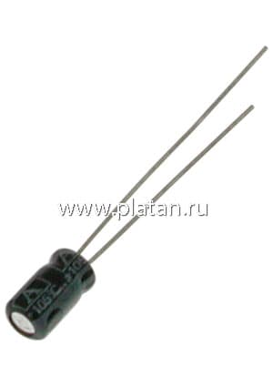 ECAP (К50-35 мини), 0.22мкФ, 50 В, 4х7мм, Конденсатор электролитический алюминиевый миниатюрный
