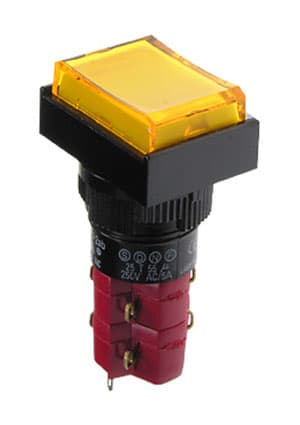 D16LAT1-2ABKY, кнопка с фикс. 250В/5А, LED подсветка 24В