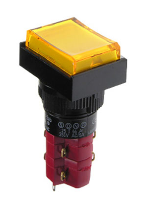 D16LAT1-2ABCY, кнопка с фикс. 250В/5А, ламп. подсветка