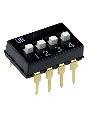 DS-04P, DIP переключатель 4 конт. шаг 2.54мм (ADE0404 )