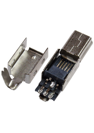 Mini USB-B, USB-B вилка на кабель 5 конт.