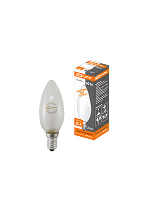 SQ0332-0019, Лампа накаливания "Свеча матовая" 60 Вт-230 В-Е14