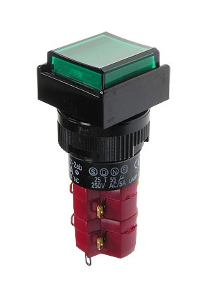 D16LAS1-2ABKG, кнопка с фикс. 250В/5А, LED подсветка 24В