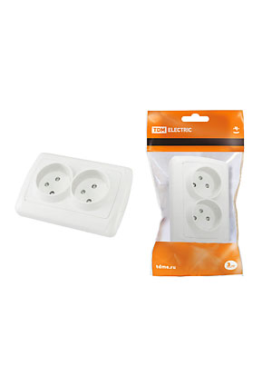 SQ1805-0012, Розетка двойная 2П 10А 250В с защ. шт. белая "Онега"