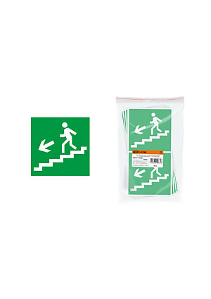 SQ0817-0046, Знак "Направление к эвакуационному выходу (по лестнице налево вниз)" 150х150мм