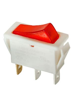 R495WROET2-G, выключатель ON-OFF 250В 16A бел. с красн.подсв. (аналог B1202)
