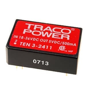 TEN3-2411, DC/DC,3W,DIP24, 18-36V/5V, 500mА, <50mVpk-pk.