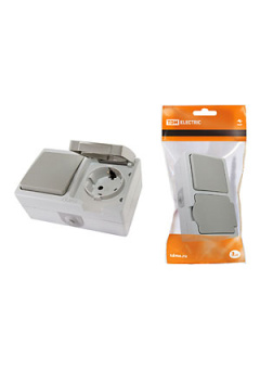 SQ1803-0010, Блок комбинированный (горизонтальный) выключатель 1-кл. + розетка 2П+З с з/ш БКВР IP54