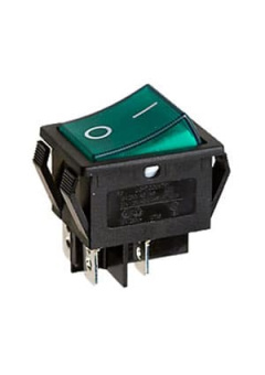 R595BGNBT2-G, выключатель 2хON-OFF с зелен. подсв. 250В 15A (аналог B127A)