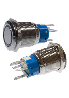 SC-985, Кнопка антиванд., d=19.00мм, 250В/5А, без фикс., с подсв., зел