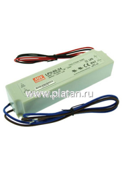LPV-60-24, AC/DC LED, 24В,2.5А,60Вт,IP67 блок питания для светодиодного освещения