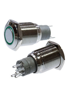 SC-985, Кнопка антиванд., d=16.00мм, 12В, без фикс., с подсвет., зел.