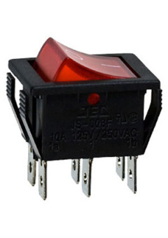 RS-608FBL0BRBT2-G, выключатель 2хON-ON 250В 16А с кр.подсв.(аналог B127B)