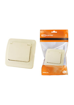 SQ1804-0111, Розетка с крышкой 2П+З 16А сл. кость "Валдай"