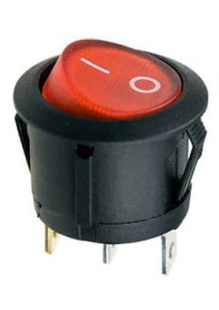 RL3-5LBRBT2-H-G, выключатель ON-OFF 250B 6A черн. с красн.подсв.