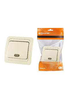SQ1804-0104, Выключатель 1-кл. с подсветкой 10А сл. кость "Валдай"