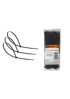 SQ0515-0208, Хомут 3,6х120мм нейлон (черный) (100шт)