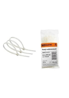 SQ0515-0116, Хомут 2,5х250мм нейлон (белый) (100шт)