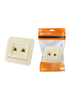 SQ1804-0115, Розетка компьютерная RJ-45 + TФ (RJ-11) сл. кость "Валдай"