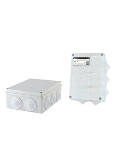 SQ1401-1244, Распаячная коробка ОП 190х140х70мм, крышка, IP55, 10 гермовводов, инд. штрихкод,