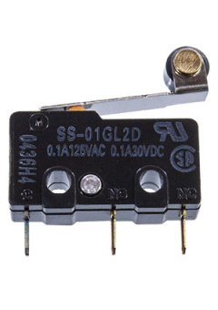 SS01GL2D, Switch Snap Action N.O./N.C. SPDT Hinge Roller Lever 0.1A 125VAC 30VDC 0.49N Thru-Hole PC
