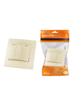 SQ1814-0106, Выключатель 3 кл. с подсветкой 10А сл. кость "Таймыр"